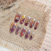 Autocollants 3D en relief pour ongles, feuilles d'érable dorées, feuilles d'érable en feuille d'or, autocollants DIY pour ongles d'automne, vente en gros