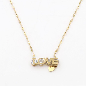 Love Letter Zircon Necklace Gold Rose Gold Everyday Wear Titanium Steel Clavicle Chain Elegant Design - Product Image 3