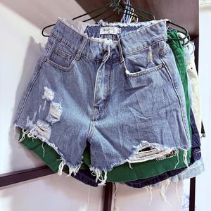 กางเกงขาสั้นผ้ายีนส์เอวต่ำสำหรับผู้หญิงกางเกงขาสั้นผ้าเดนิมสไตล์วินเทจ - Product Image 3