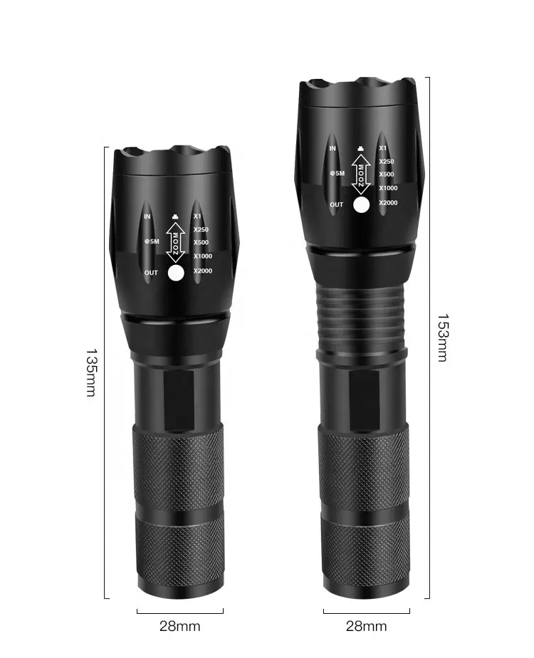 Powerful USB Rechargeable tactical Torches Telescopic Zoom Flashlights