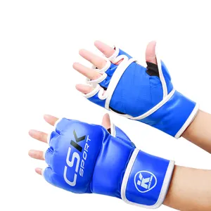 China factory wholesale high quality professional UFC half fingers leather mens boxing MMA sparring gloves for training