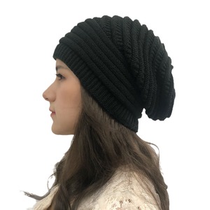 Gorro de mujer, gorro cálido de invierno a la moda para mujer, gorros cálidos de punto de lana de ganchillo para niñas, gorro grueso acanalado elástico de moda - Product Image 5