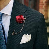 Broche de printemps à fleurs pour hommes, épingles pour costume masculin, épingles à revers en Satin, broche à chaîne
