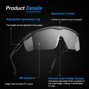 Có thể điều chỉnh tầm nhìn rộng bảo vệ an toàn Kính de seguridad <span class=keywords><strong>ANSI</strong></span> <span class=keywords><strong>Z87.1</strong></span> Trọng lượng nhẹ chống sương mù kính an toàn rõ ràng Kính - Product Image 2