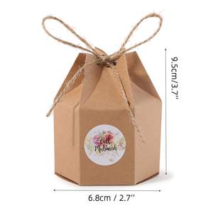 Boîtes cadeaux en papier brun <span class=keywords><strong>et</strong></span> <span class=keywords><strong>blanc</strong></span> personnalisées en gros, motif hexagonal, couleur unie, carton, boîte cadeau pour bonbons, emballage pour mariage, fête - Product Image 4