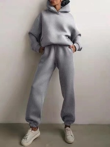 Set Felpa <span class=keywords><strong>Oversize</strong></span> con Logo Personalizzato per <span class=keywords><strong>Donna</strong></span>, Vendita all'Ingrosso, Set Due Pezzi in Cotone Felpato con Felpa e Pantaloni per <span class=keywords><strong>Donna</strong></span> - Product Image 6