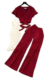 Conjuntos de Verano de Encaje Calado, Tops y Pantalones Casuales, Conjunto de 2 Piezas, Ropa para Mujer - Product Image 6