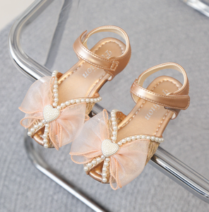 Sandales d'été personnalisées à nœud papillon pour filles, chaussures plates souples et tendance pour enfants, sandales de fête perlées pour étudiantes - Product Image 5