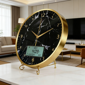 <span class=keywords><strong>Reloj</strong></span> <span class=keywords><strong>Digital</strong></span> Azan <span class=keywords><strong>de</strong></span> Aleación <span class=keywords><strong>de</strong></span> Aluminio, Calendario Hijri LCD, Temperatura, Soporte y Montaje en Pared para Hogar, Oficina, Diseño en Mármol Negro y Dorado - Product Image 5