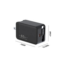 Chargeur rapide portable 65W PD 3.0 en GaN, type C USB C, avec rangement télescopique, idéal pour les voyages d'affaires