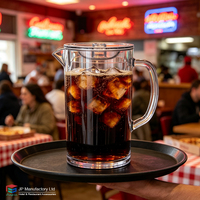 Pitcher Bir Plastik Custom 1100ml, Pitcher Jus Anti Pecah, Gelas Air untuk Bar Restoran dengan Tutup