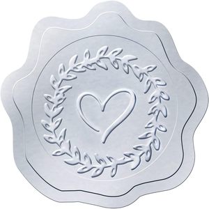 Silver Die Cut Heart Seal Sticker Irregular Shape Self Adhesive Wedding Favors Bridal Party Gifts Glossy <b>Paper</b> Decorative Seals - Product Image 1