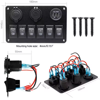 Panel de interruptores de luces antiniebla para coche de 6 posiciones, LED 12V, con puerto USB dual, encendedor de cigarrillos, voltímetro, panel de control para embarcaciones marinas y vehículos recreativos