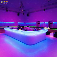Comptoir de pub en forme de U Design moderne translucide Corian Led Night Club Bar Counter
