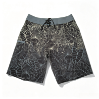 Short de bain pour hommes à imprimé feuilles tropicales hawaïennes, séchage rapide, avec cordon de serrage et poche latérale cargo, idéal pour la natation et le surf