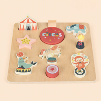 Jeu de puzzle en bois Montessori sur le thème du cirque, jouets éducatifs pour les tout-petits, préscolaire, apprentissage précoce, reconnaissance des formes, jeu de société