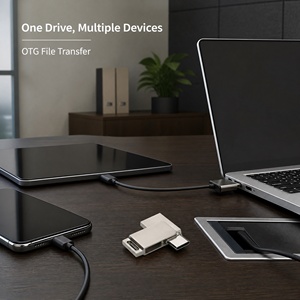 Dual <strong>Interface</strong> USB Flash Drive Type C USB a Rotatable Brushed Metal Capless Keychain Rectangular Loop Custom Logo OEM - Product Image 6