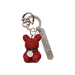 Porte-clés en métal en forme de petit lapin entièrement orné de diamants, pendentif féminin, cadeau - Product Image 4