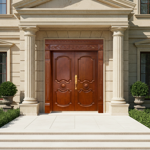 ราคาโรงงาน ประตูไม้จริงบานคู่ สไตล์ชนบทดั้งเดิม สำหรับภายนอก กันน้ำ เป็นมิตรกับสิ่งแวดล้อม เหมาะสำหรับบ้านพักตากอากาศ อพาร์ทเมนท์ บินบิน - Product Image 2