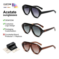 Gafas de Sol de Lujo de Alta Calidad al por Mayor, Gafas de Sol Polarizadas Extra Grandes, Gafas de Sol de Acetato Modernas para Hombre y Mujer