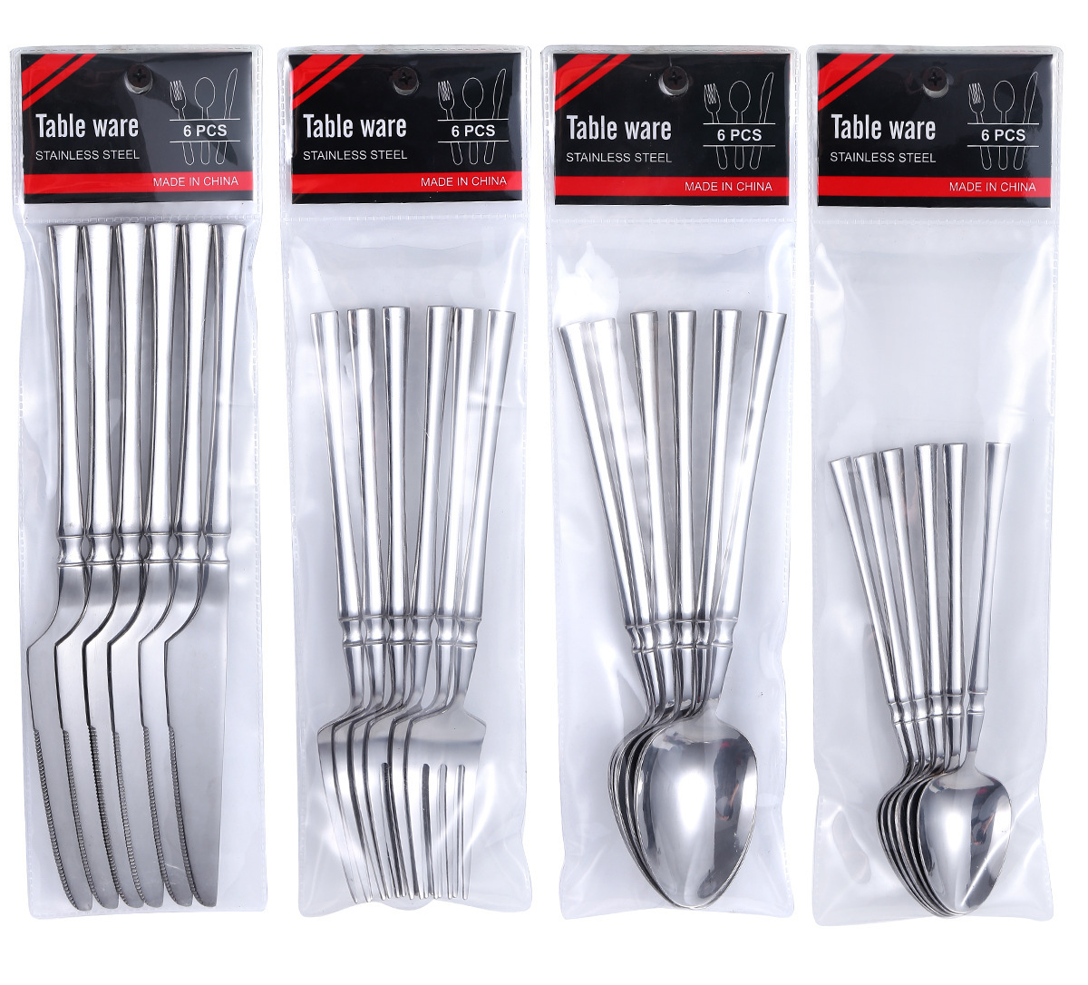 6PCS Wholesale Small Waist Gold Silver Stainless Steel Knife Fork Spoon Set Supermarket PVC Bag Luxury Modern Wedding Tableware · image 3