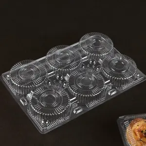 6 Compartments Egg Tart Containers With Lid 260*170*50mm Clear Plastic Food Packaging Box