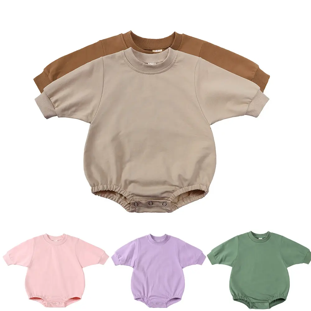 Q30823 Boutique Blank Bubble Romper for baby Custom Logo Wide Crotch infant Sweatshirt /toddler Bodysuit Sweatsuit Rompers