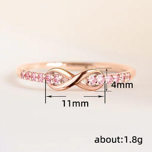 Anello Infinity in Argento Q339 per Donna con Diamante Rosa Taglio Brillante Rotondo, Gioiello di Fidanzamento - Product Image 4