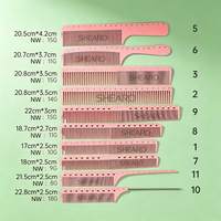 Peigne en résine antistatique résistant à la chaleur, peigne à queue de rat double face avec échelle graduée pour la coiffure en salon de coiffure