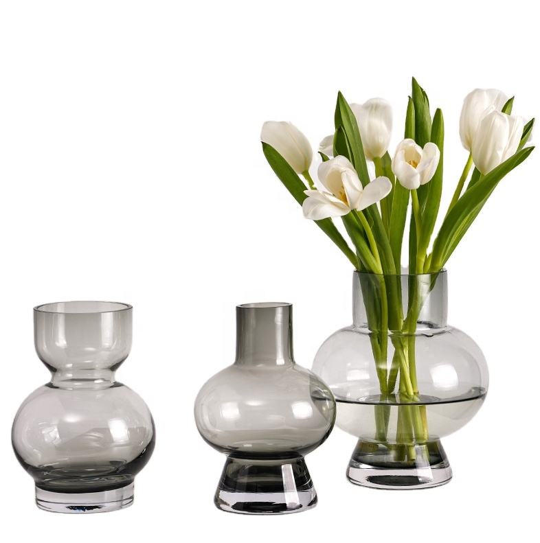 Стеклянная ваза для домашнего декора, дымовая ваза, уникальная и современная роскошная стеклянная ваза для домашнего декора
