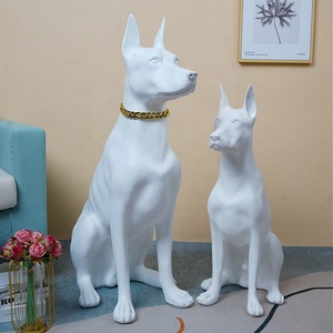 <span class=keywords><strong>Estatua</strong></span> de Resina de Doberman <span class=keywords><strong>Inu</strong></span> Feroz a Tamaño Real, Realista y Detallada, Color Blanco Frío, Decoración Única para el Hogar, Obra de Arte Creativa - Product Image 3