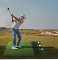 2-en-1 Filet d'impact de cage de simulateur de golf en intérieur et tapis de frappe de golf