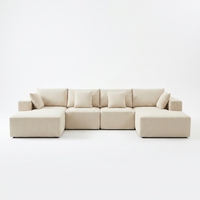 Canapé modulaire sectionnel en tissu velours côtelé en forme de U, compressé sous vide, de haute qualité, moderne, en mousse à mémoire de forme, personnalisable pour appartement et atelier