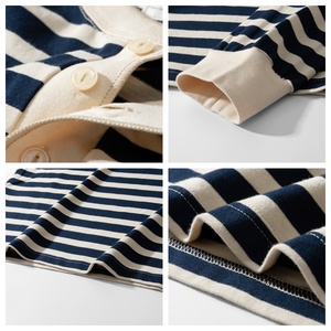 Tendance 2026 – T-shirt marin homme coupe décontractée 280g 100% coton style Breton, manches longues, printemps-automne, vintage, avec logo personnalisé - Product Image 5