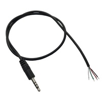 Câble audio TRRS mâle 3,5 mm avec extrémité ouverte à fil nu, gaine en PVC, blindage combiné pour microphone, haut-parleur de voiture