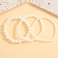 Bracelets en fausses perles Runcheng Handicrafts, ensemble de trois tailles, perles de rocaille plaquées cuivre, bijoux décontractés/sportifs à superposer