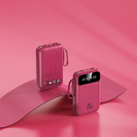 Banques d'alimentation avec poignée en corde, écran LED numérique, mini téléphone portable, PD 20W, charge rapide, câble intégré, banque d'alimentation 10000mah