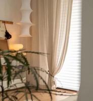 Voilage en mélange de lin naturel, texture douce, filtre la lumière, pour la décoration intérieure de maison, villa, hôtel
