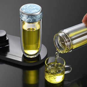 Double-Walled Glass Tea Infuser Cup With Filter Heat-Insulating For Office Use - Product Image 1