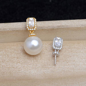 Pendentif carré en argent S925 avec perle, accessoires de bricolage, support vide, apprêts de bijoux semi-finis, catégorie de produit 5740 - Product Image 1