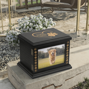 Urna Moderna de Luxo Grande em Madeira Feita à Mão para Memória de Animais de Estimação com Porta-Retrato, Formato Retangular, Recurso de Segurança para Cinzas de Gato - Product Image 6