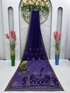 Dernier Partywear Designer saree indien pur georgette séquence travail de haute qualité pour dames nouveau design - Product Image 3