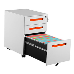 Armoire de rangement mobile en acier à 3 tiroirs avec serrure et coussin pour la maison, le bureau, la cuisine ou l'extérieur - Product Image 3