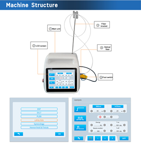 Remoção de Hemorroidas com Ablação de Tecidos Moles 980 1470nm, Tratamento Cirúrgico de Hemorroidas, Máquina EVLA EVLT para Veias Varicosas - Product Image 2