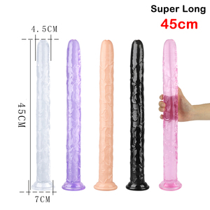 Scatola personalizzata gratuita-Super lungo realistico cinturino del pene su dildo con ventosa tazza di gelatina morbida per lesbiche G Spot Sex Toy - Product Image 2