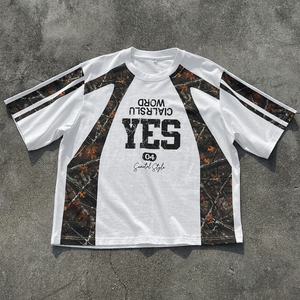 Chemises en camouflage d'arbre véritable de haute qualité, t-shirt en coton à col rond imprimé, t-shirt lourd à épaules tombantes, t-shirts surdimensionnés pour hommes - Product Image 1