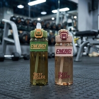 Bouteille d'eau sport esthétique grande capacité résistante à la chaleur 780ml 900ml pour l'extérieur, tasse portable en plastique avec paille pour l'été