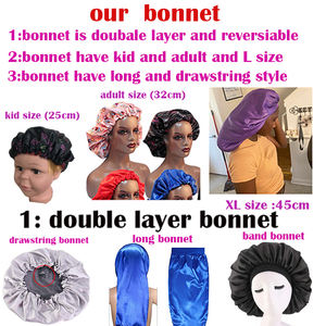 Bonnet de nuit en satin rayé personnalisé <span class=keywords><strong>professionnel</strong></span> pour perruques et extensions Utilisation quatre saisons Cheveux naturels et bouclés - Product Image 4