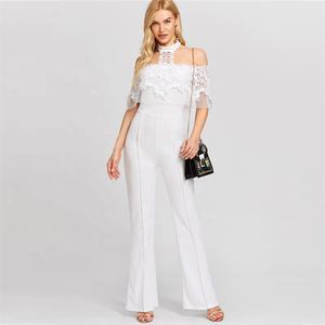 Elegant Halter Neckline White Lace <strong>Jumpsuit</strong> - Product Image 4