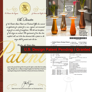 Lampe de table d'ambiance de luxe brevetée aux États-Unis, personnalisable, texturée, électroplaquée, rechargeable et sans fil, en forme de vase, de qualité supérieure - Product Image 2